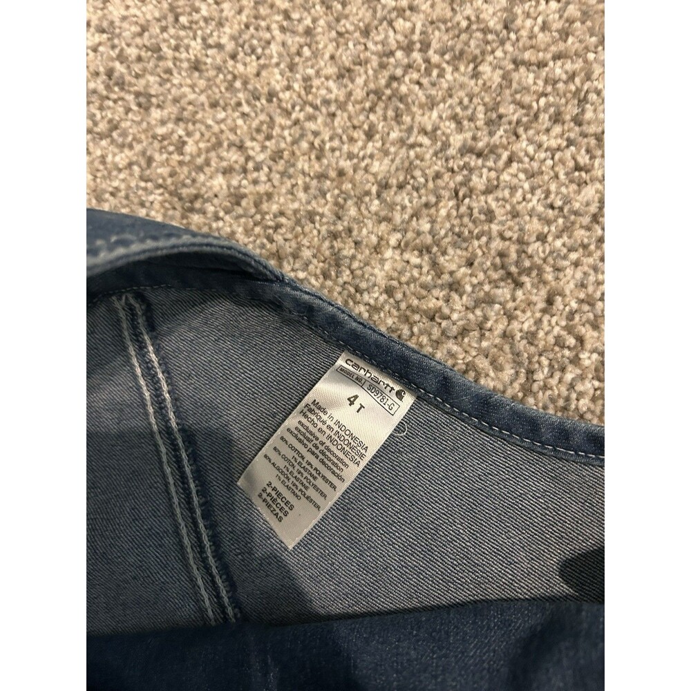 Carhartt Size 4T Bib-Overall‎ Shorts Blue Denim Girls Front Ruffles - Picture 3 of 4